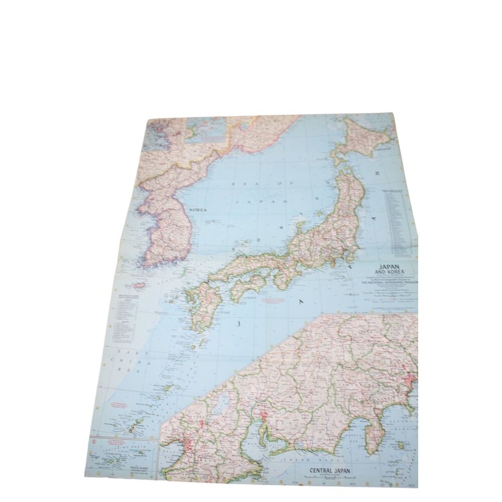 National Geographic Map Japan Korea 1960 Vintage 93301